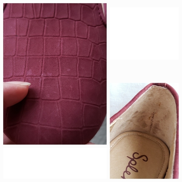 Splendid Burgundy Vegan Suede Crocodile Embossed Flats - Picture 6 of 7